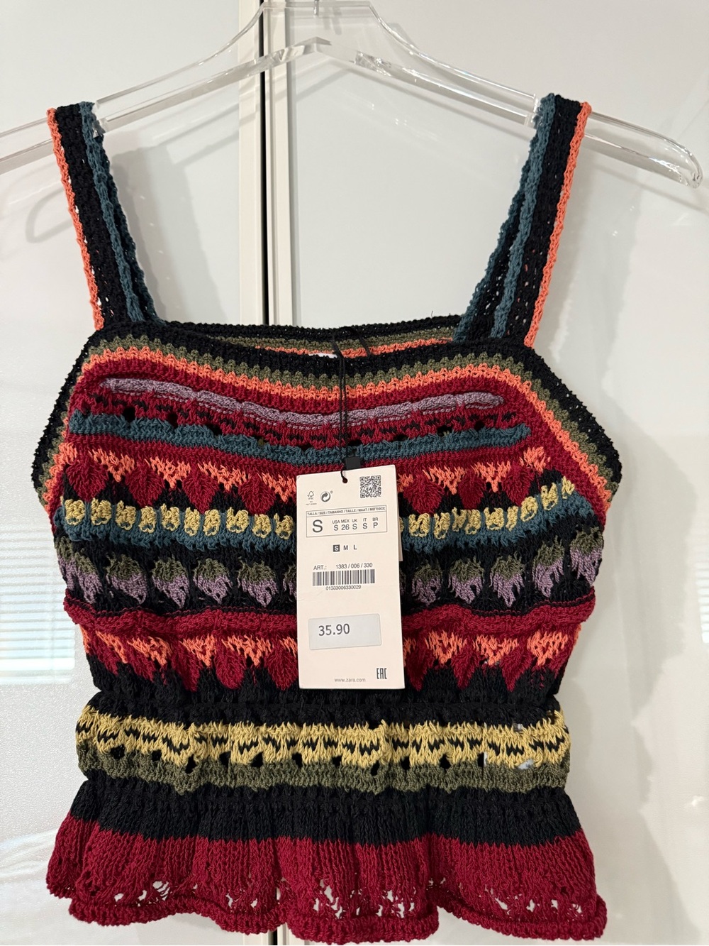 Zara Multicolor Crochet Striped Tank Top - Picture 2 of 8